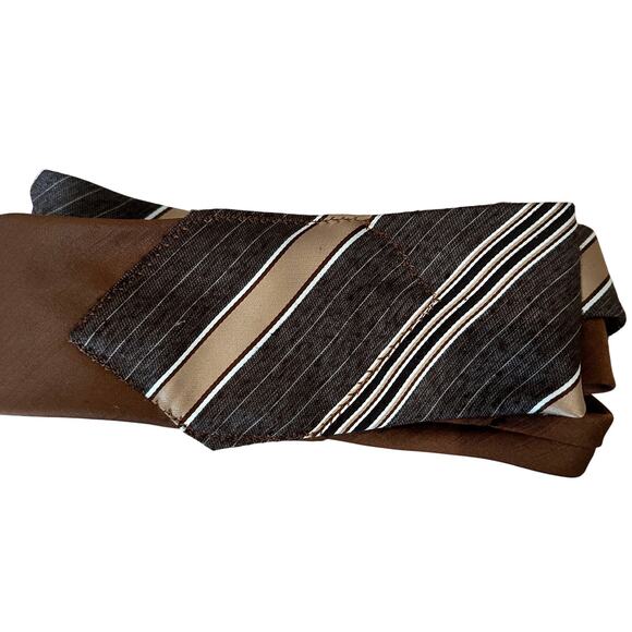 Unique Satin Obi Belt Wide One Size Wrap Brown Academia Upcycled Necktie Ties - Picture 4 of 5